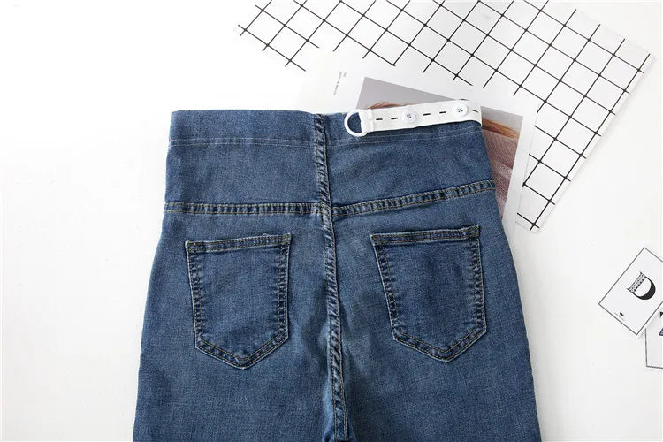 Length Stretch Washed Denim Maternity Jeans