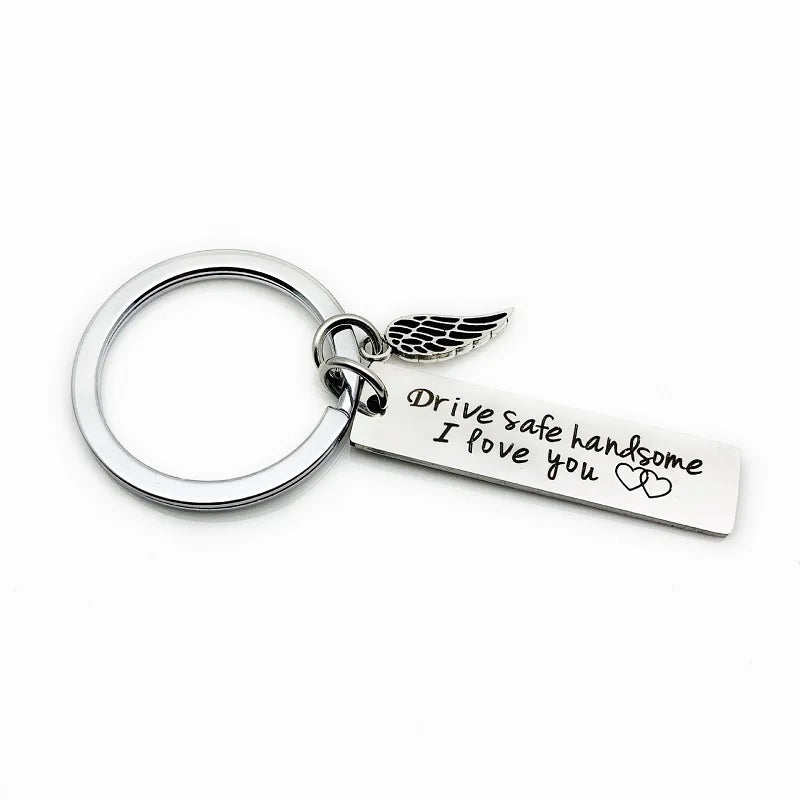 Stainless Steel Safe Driving Keychain