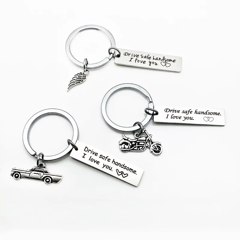 Stainless Steel Safe Driving Keychain