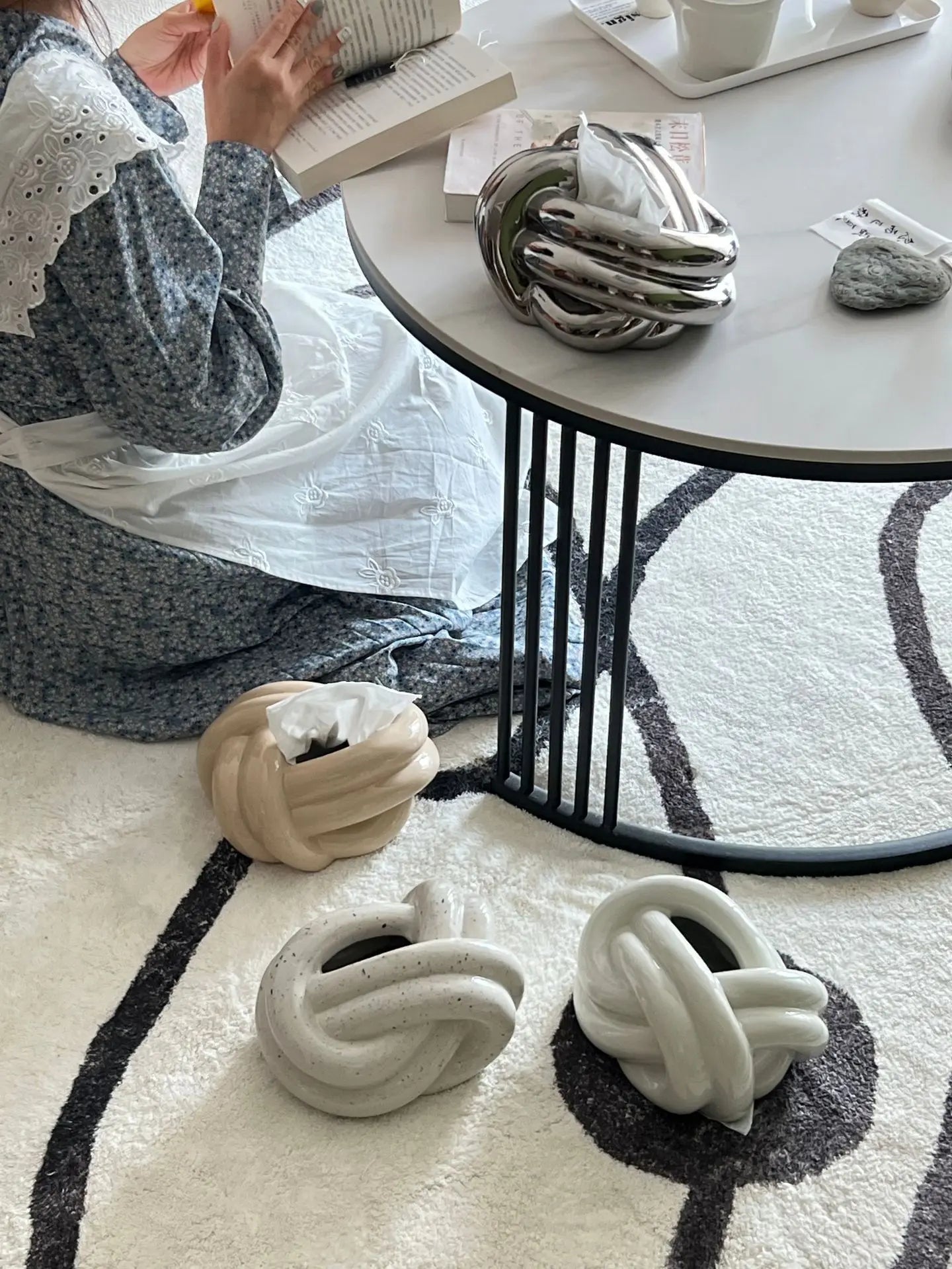 Silver Ceramic Tissue Box