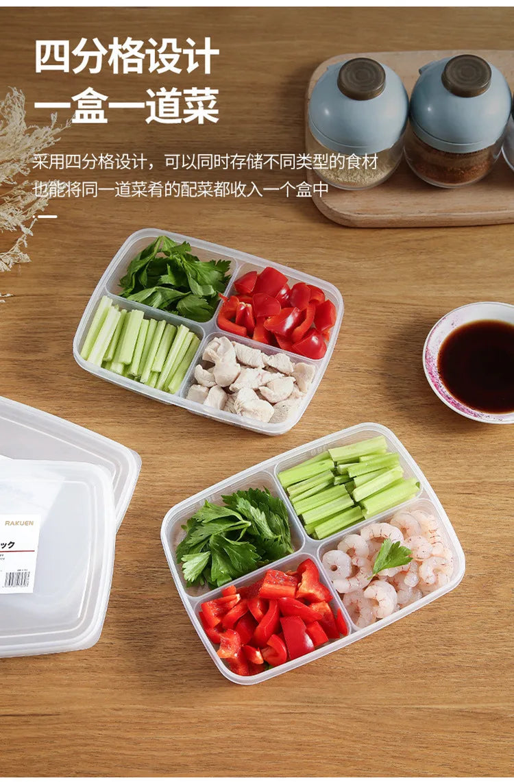 Refrigerator 4 Grids Food Storage Box