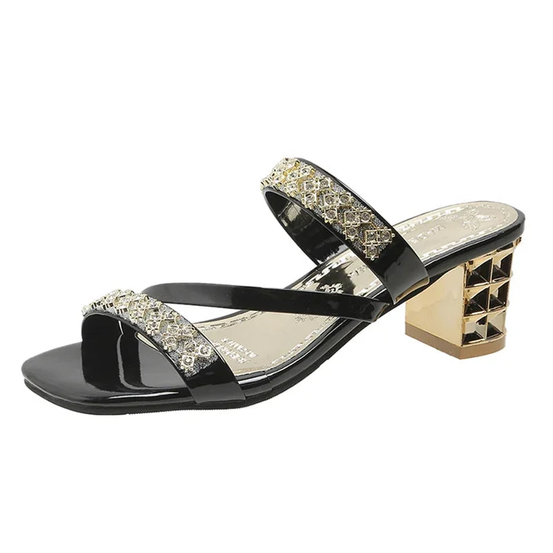Shiny Gold Silver Women's Sandals