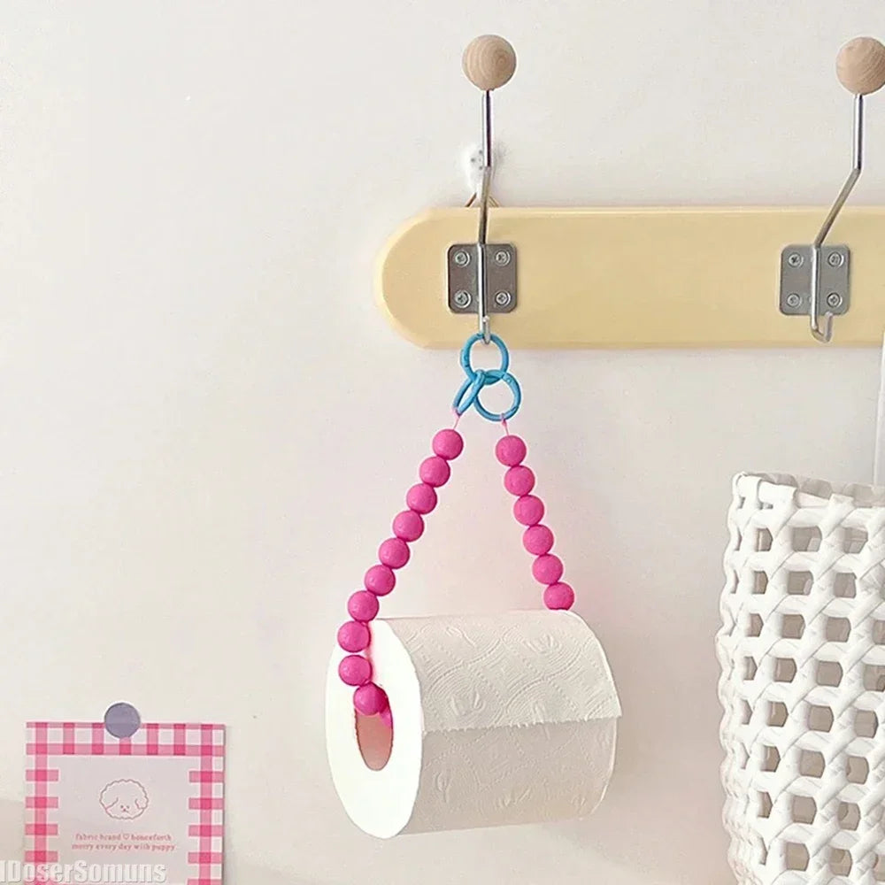 Pink Hanging Beaded Tissue Holder