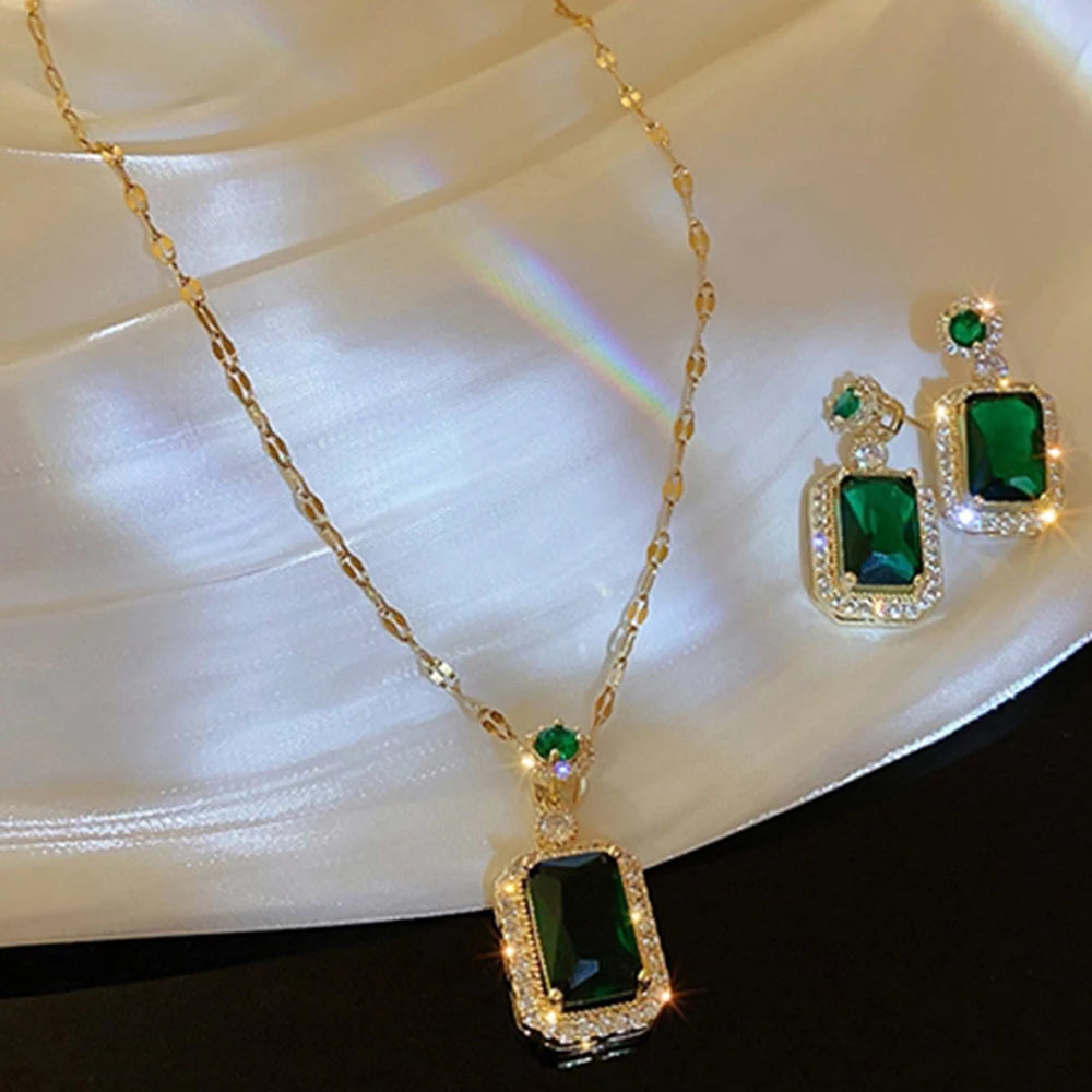 Quadrate Rhinestone Jewelry Set