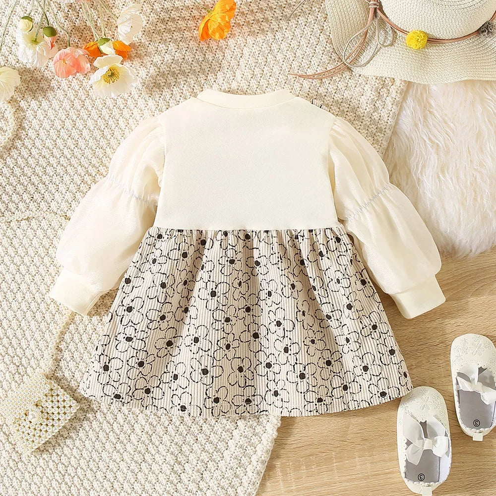 Lace Flower Print Girls' Dress