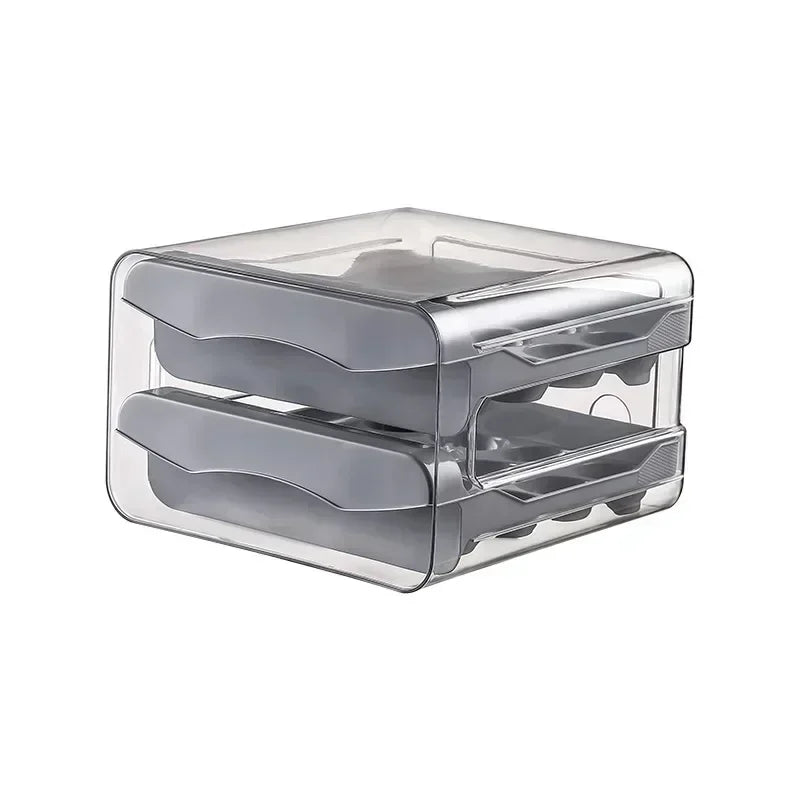 Double-Layer Egg Rack – Automatic Sliding Refrigerator Storage Box