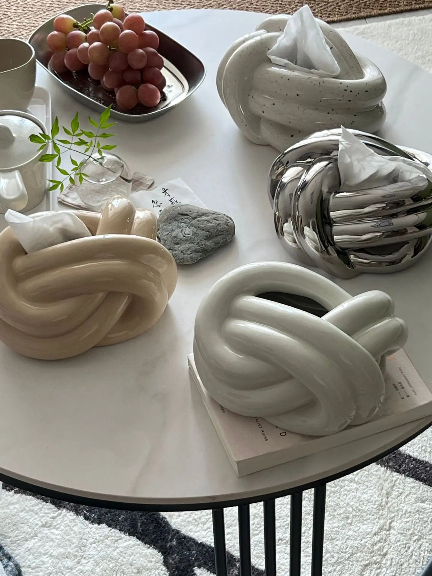 Silver Ceramic Tissue Box