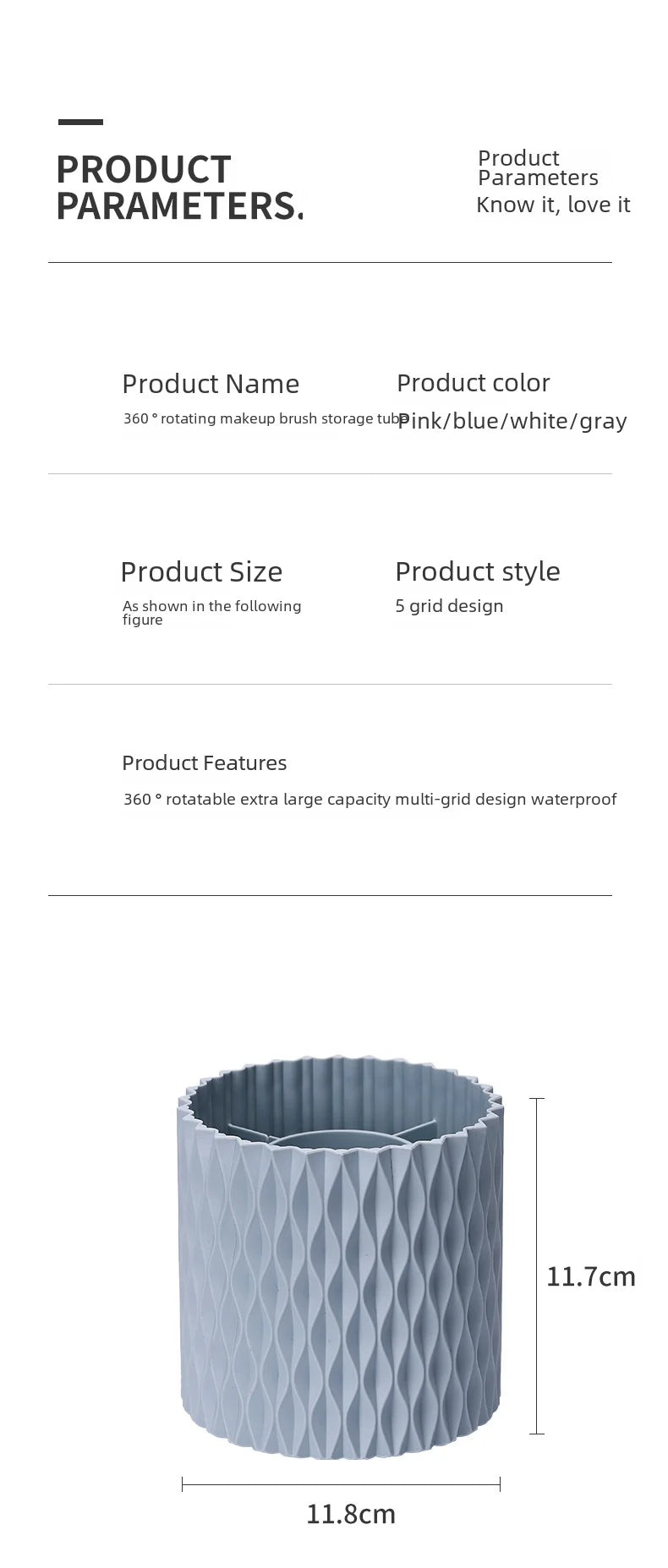 360° Rotating Makeup Brushes Holder