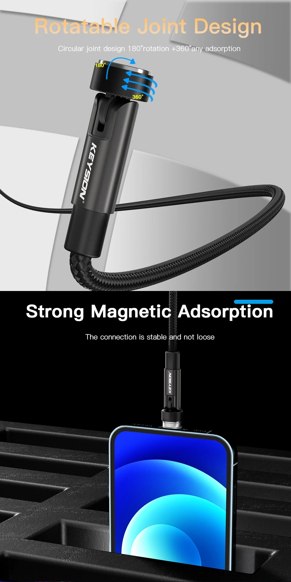 Magnetic USB Cable Rotatable Charger