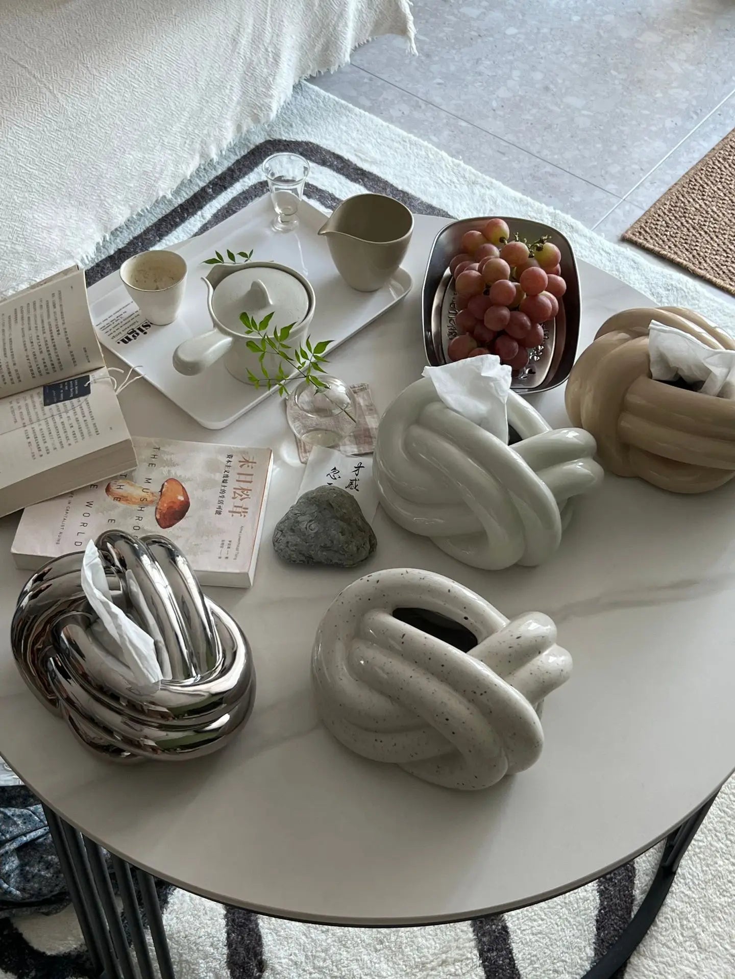 Silver Ceramic Tissue Box