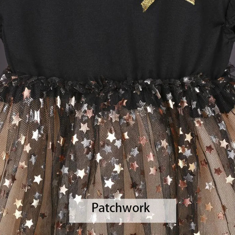 Star Sequin Mesh Patchwork Princess Dress