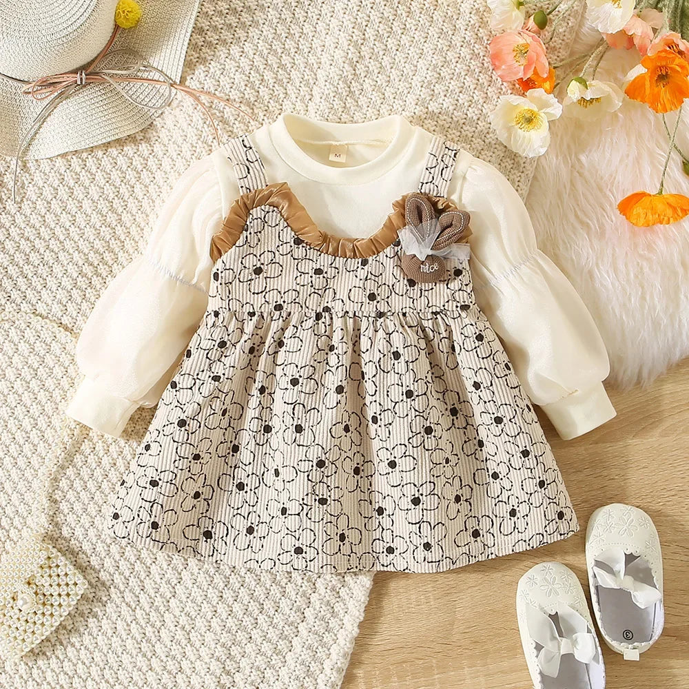 Lace Flower Print Girls' Dress