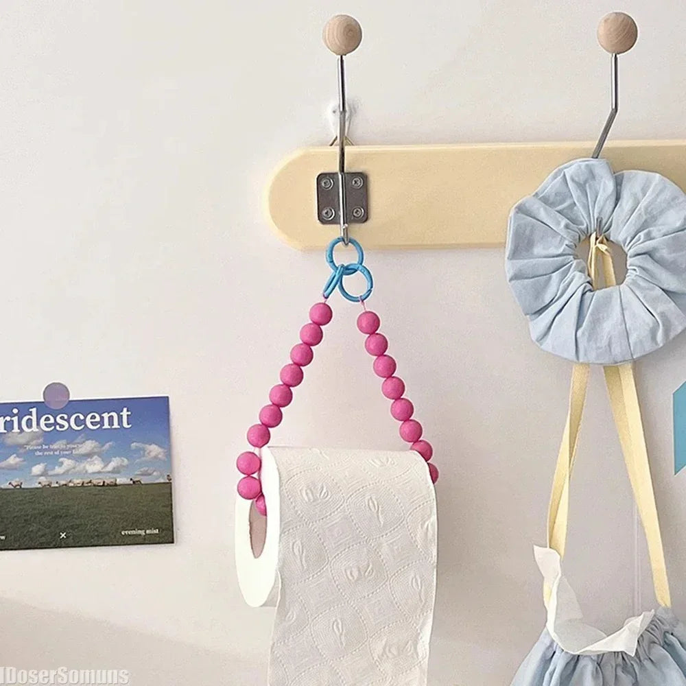 Pink Hanging Beaded Tissue Holder