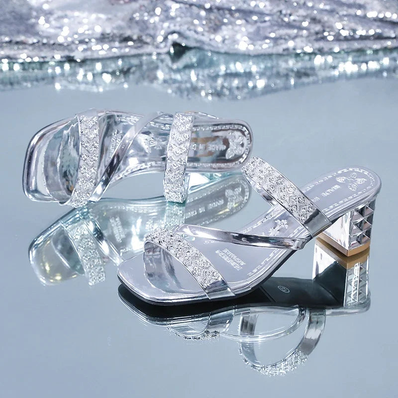 Shiny Gold Silver Women's Sandals
