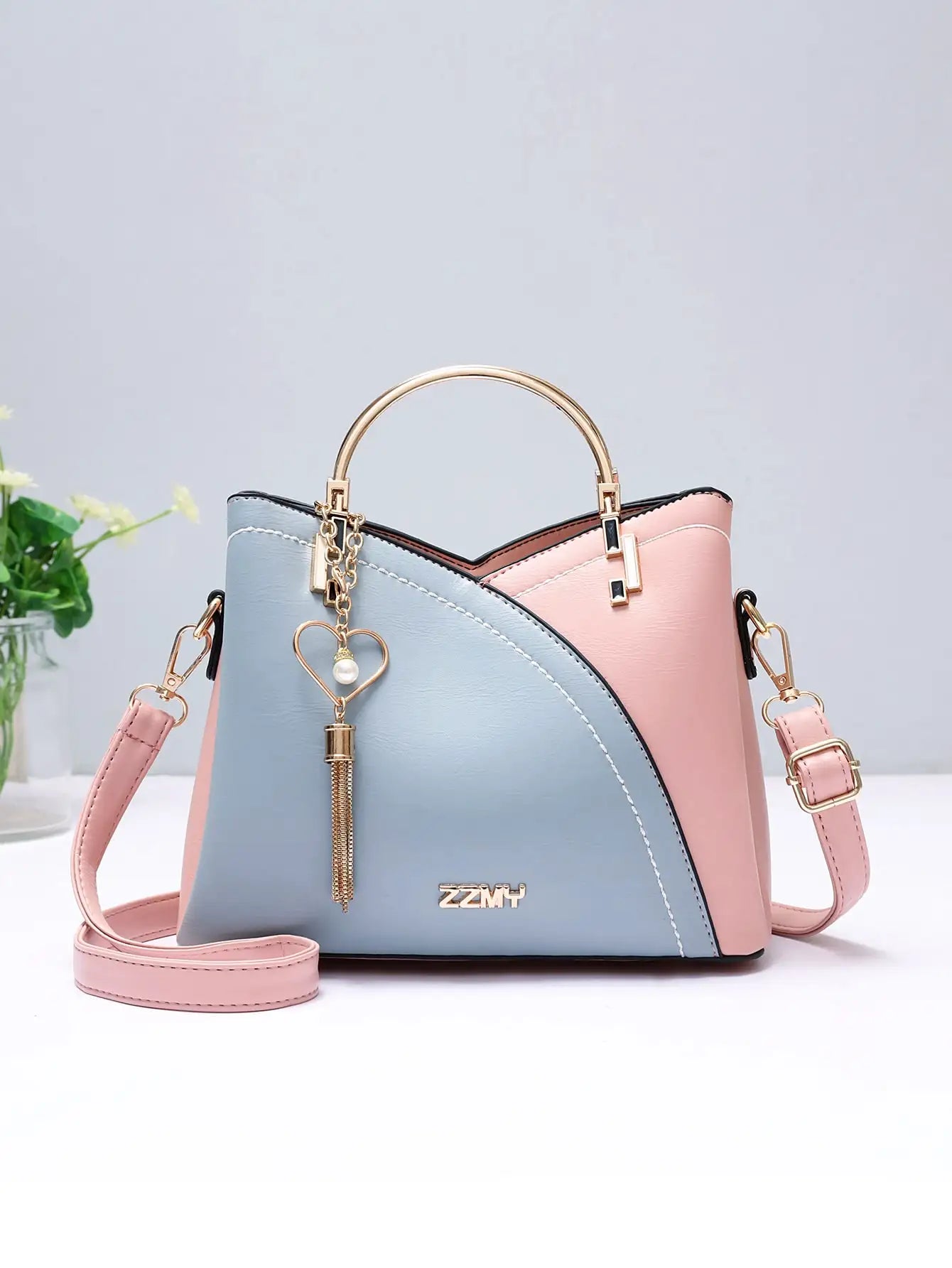 ChicColor Block Tote – Large-Capacity Crossbody Handbag for Women