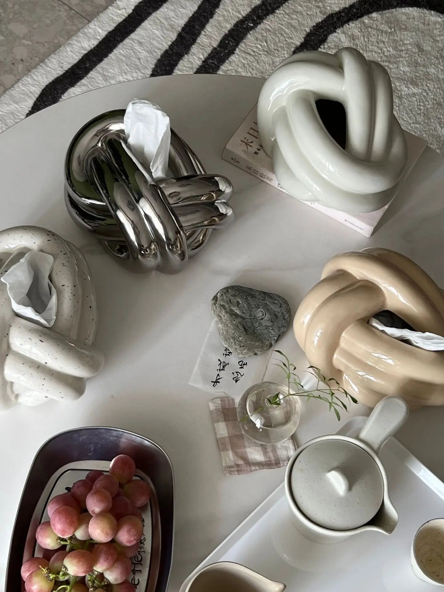 Silver Ceramic Tissue Box