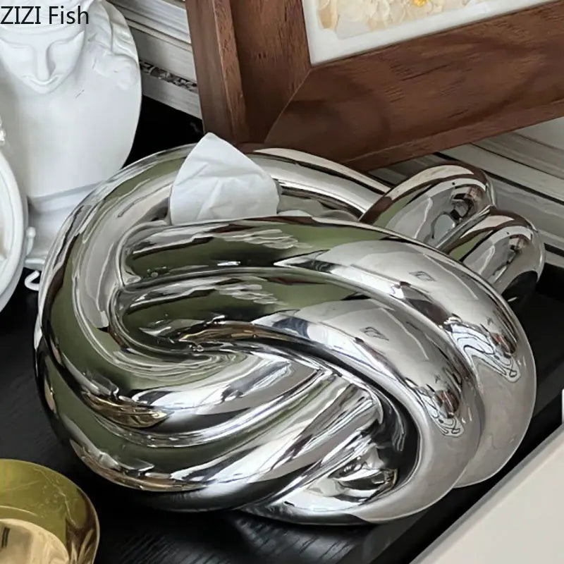 Silver Ceramic Tissue Box