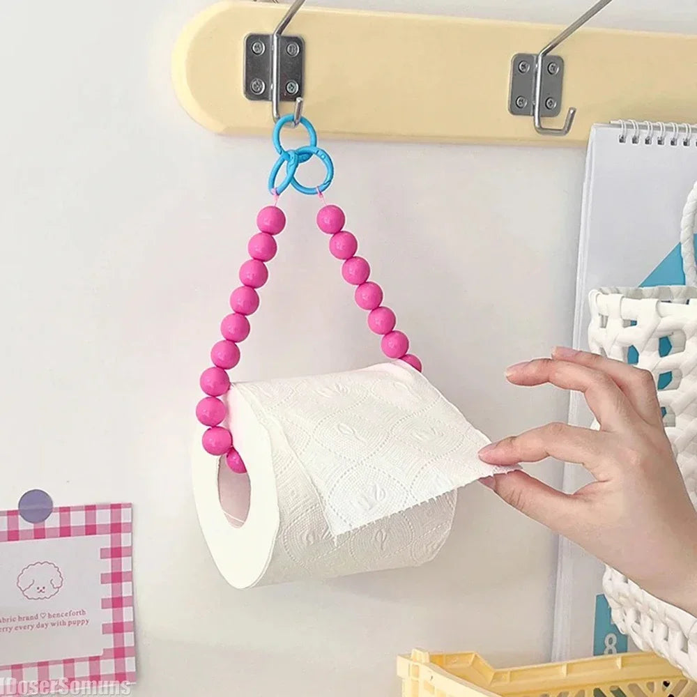 Pink Hanging Beaded Tissue Holder