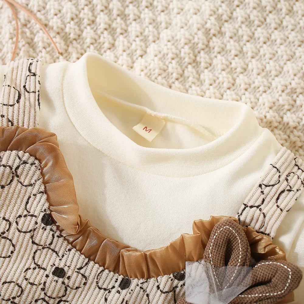 Lace Flower Print Girls' Dress