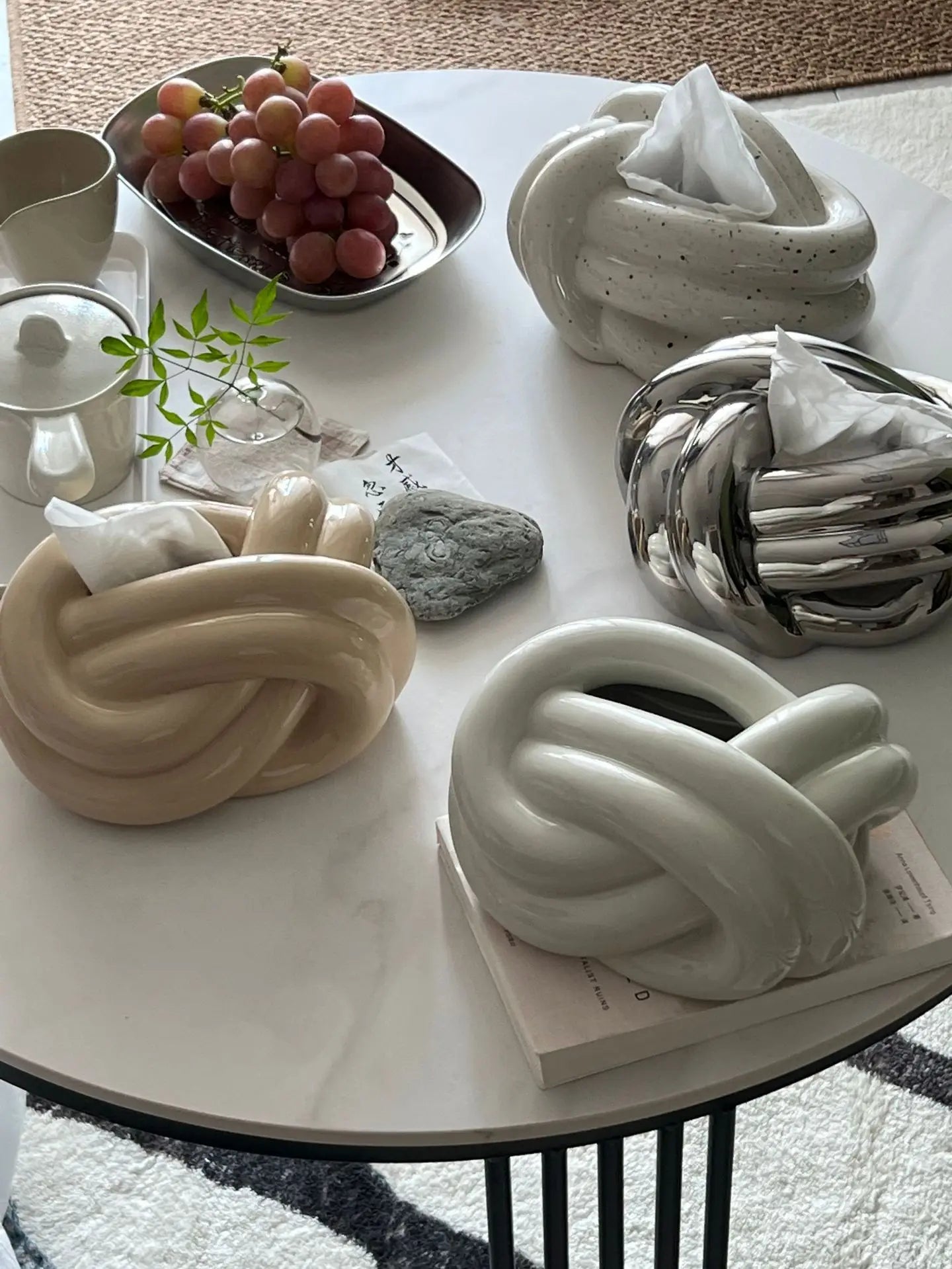 Silver Ceramic Tissue Box