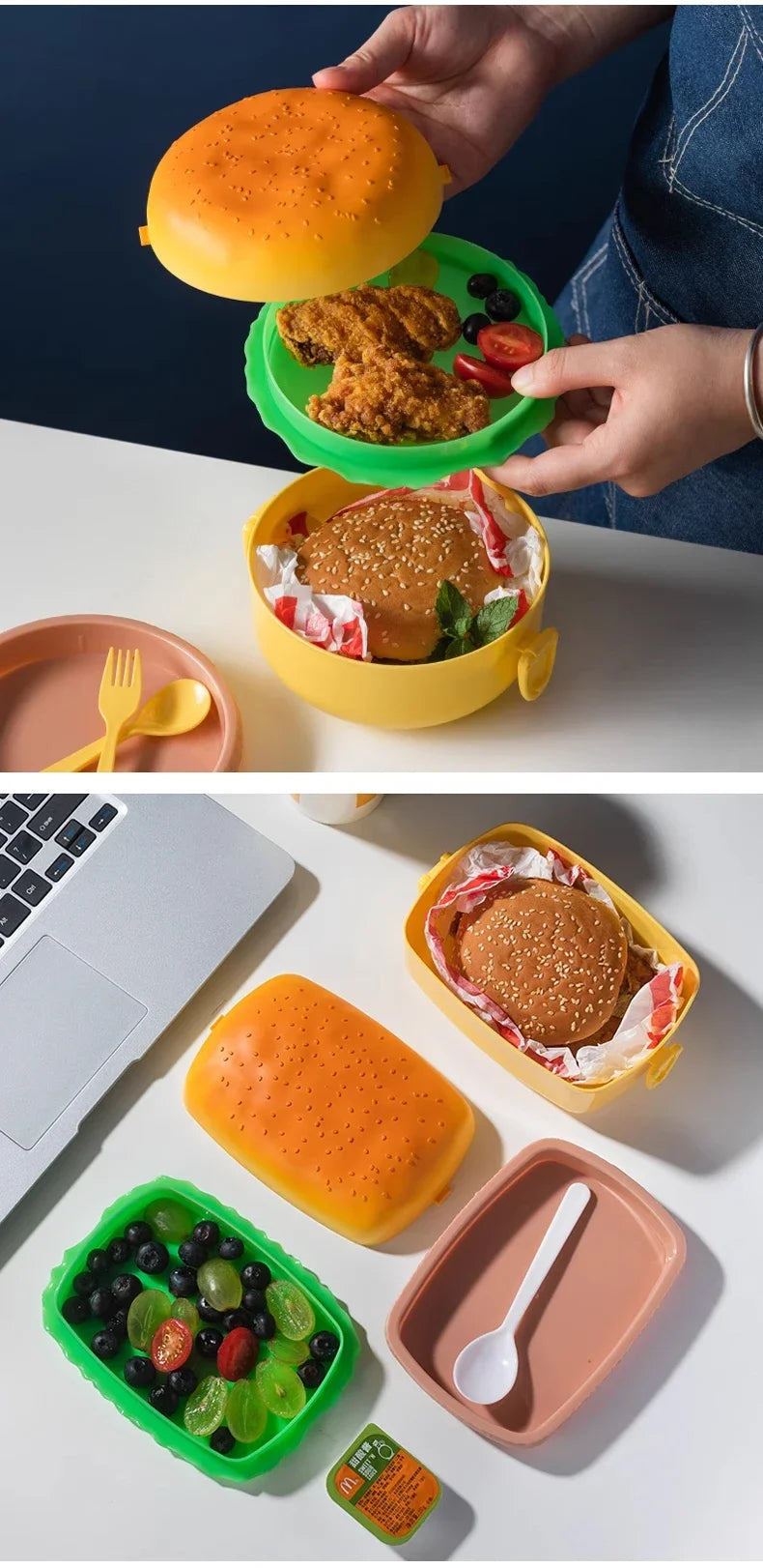Hamburger Plastic Lunch Box