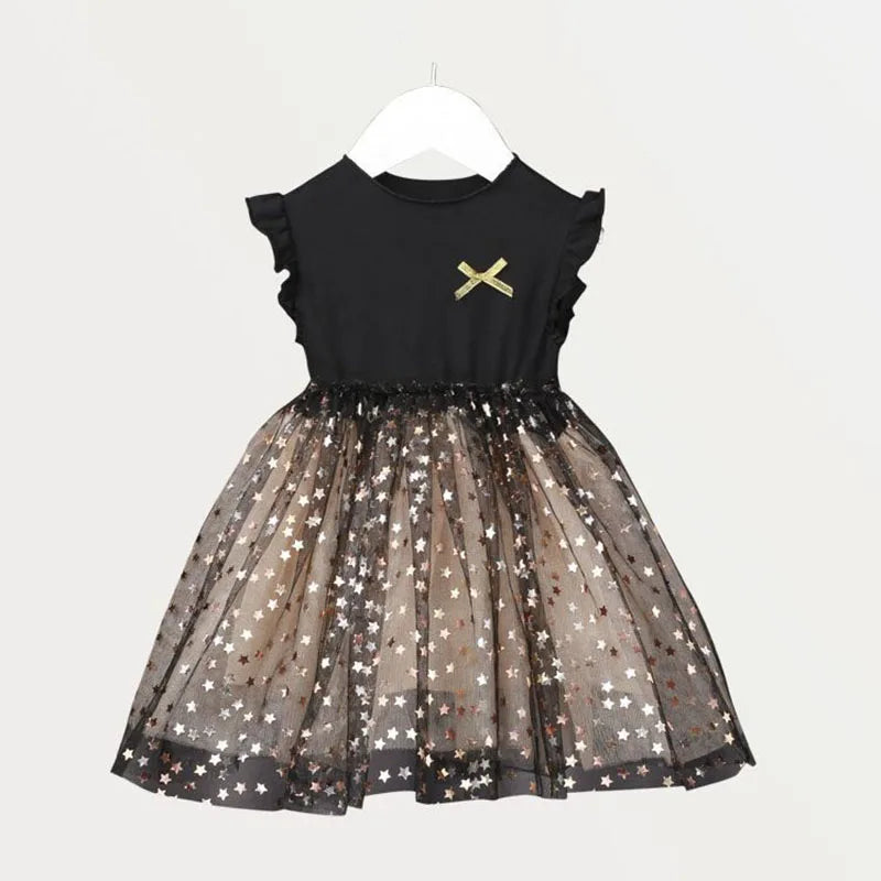 Star Sequin Mesh Patchwork Princess Dress
