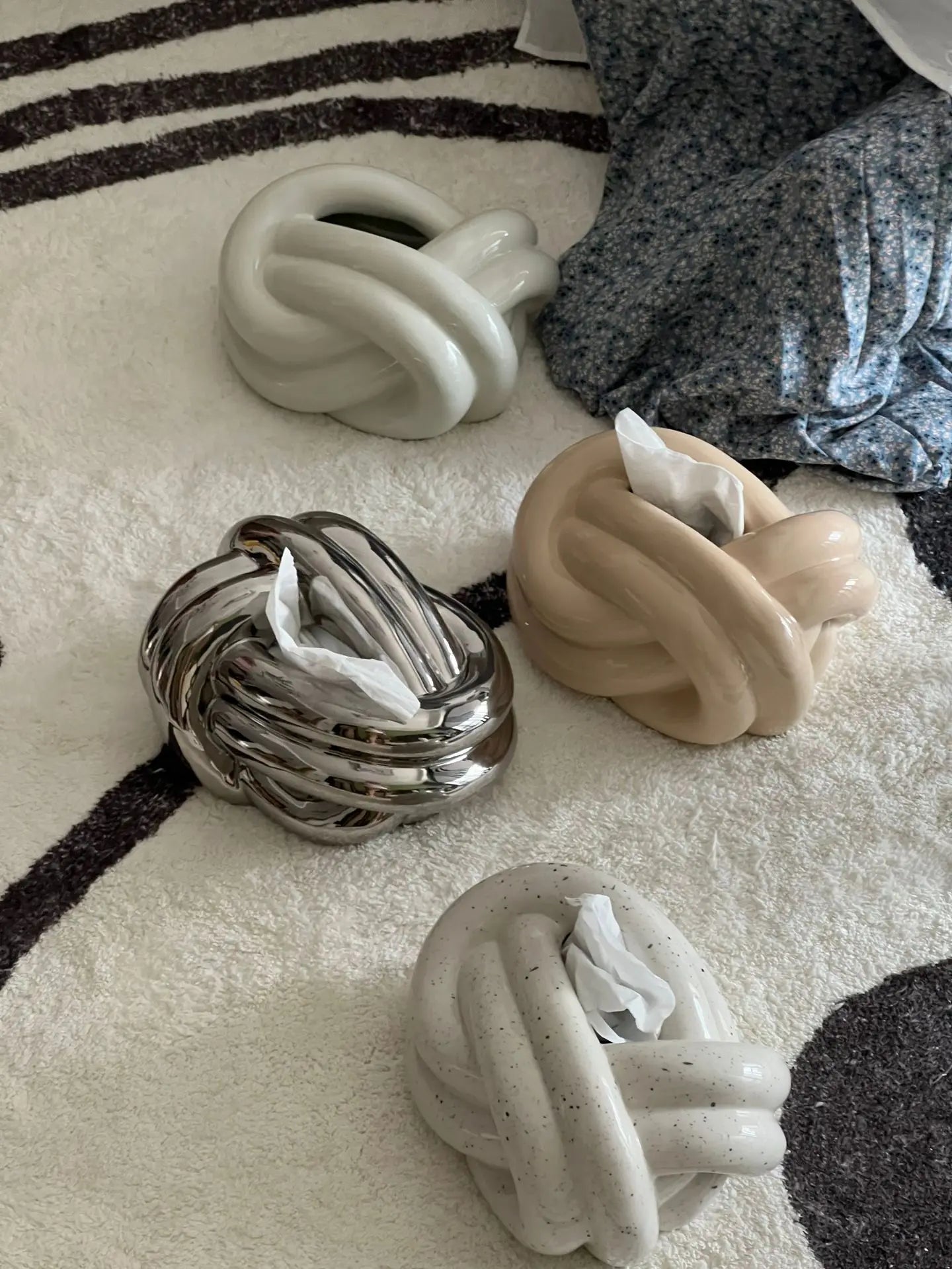Silver Ceramic Tissue Box