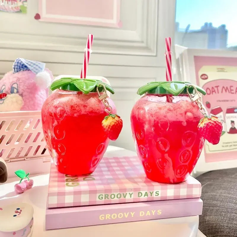 Strawberry Straw Water Bottle