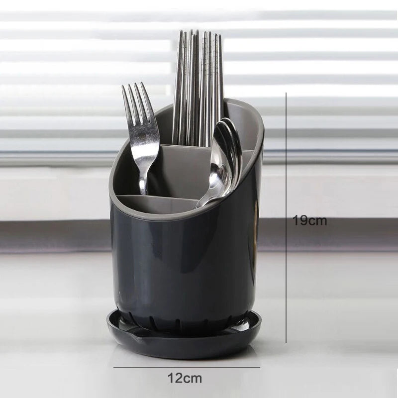 Kitchen Chopstick Storage Tube – Tableware Holder with Drain Plate for Home Organizer