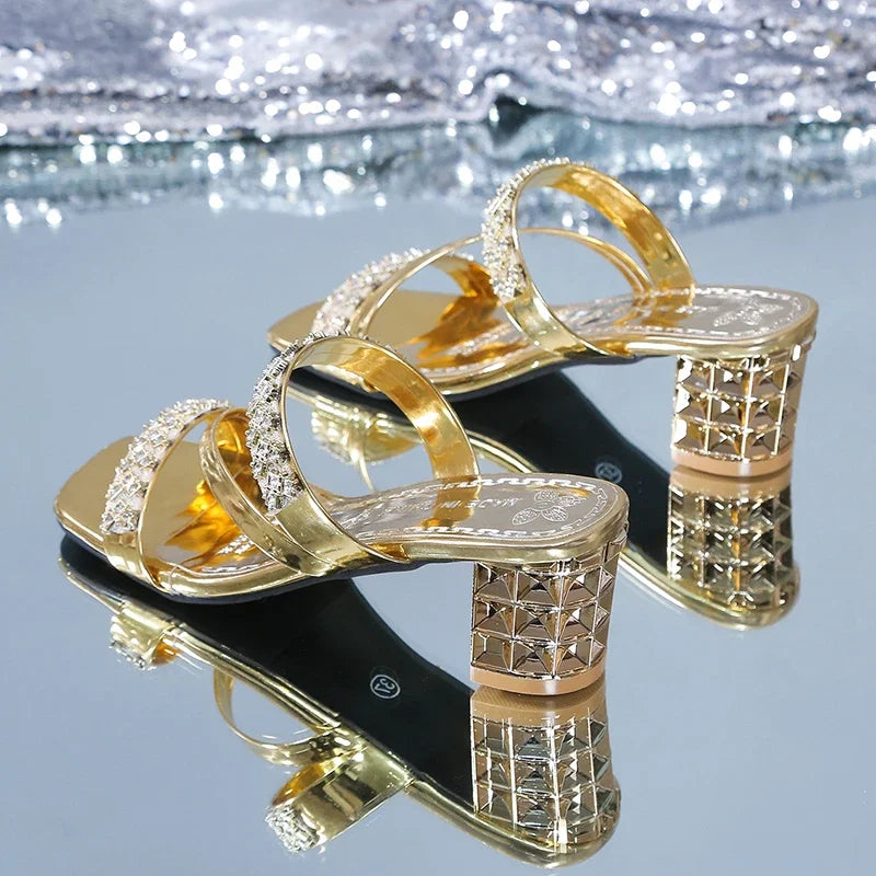 Shiny Gold Silver Women's Sandals
