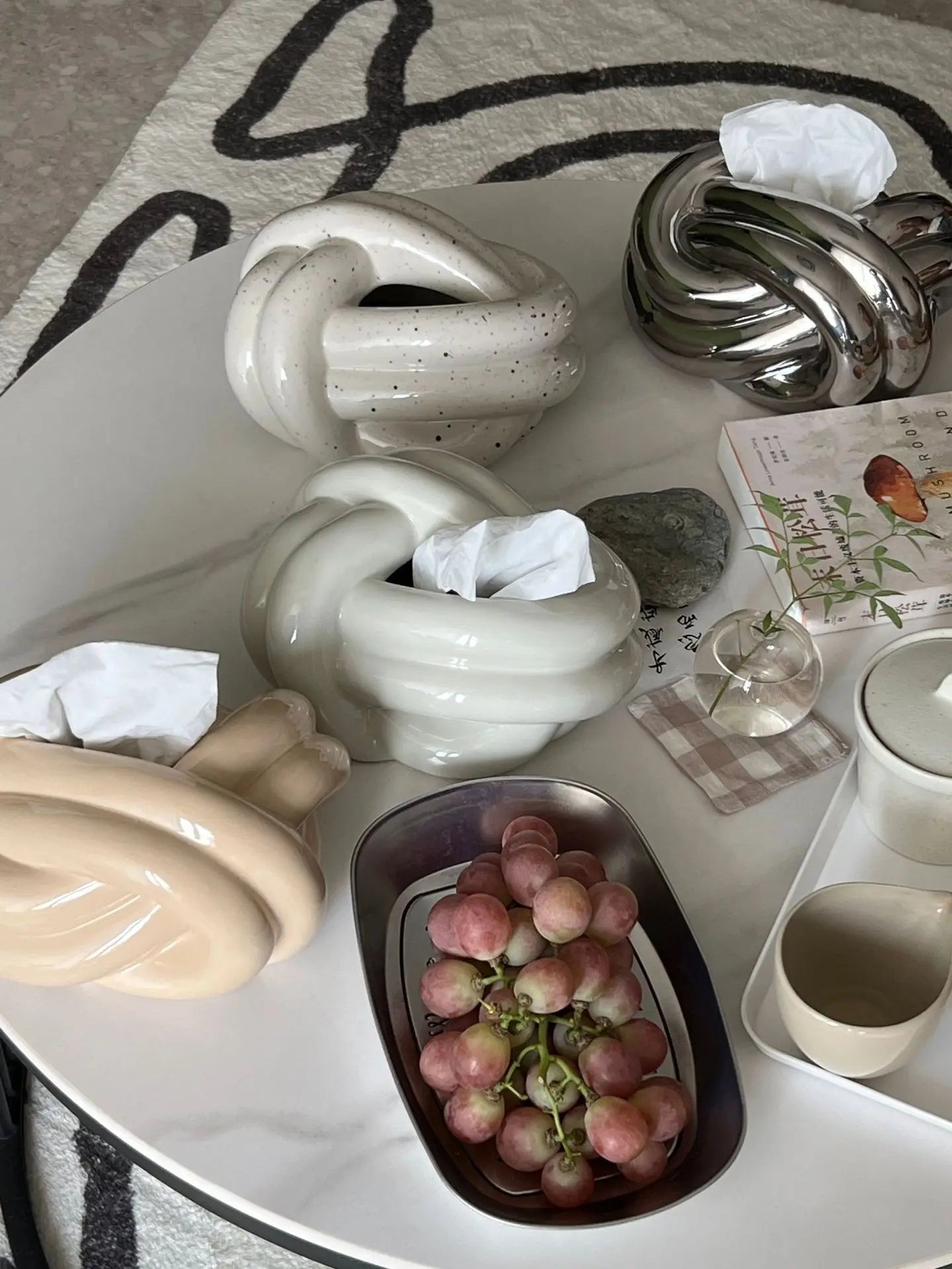 Silver Ceramic Tissue Box