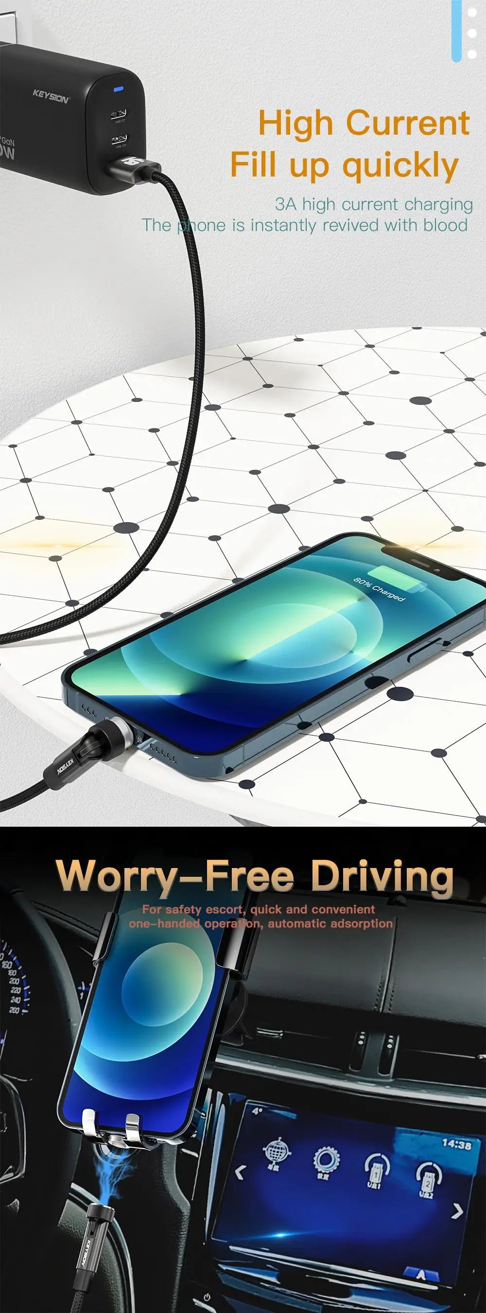 Magnetic USB Cable Rotatable Charger