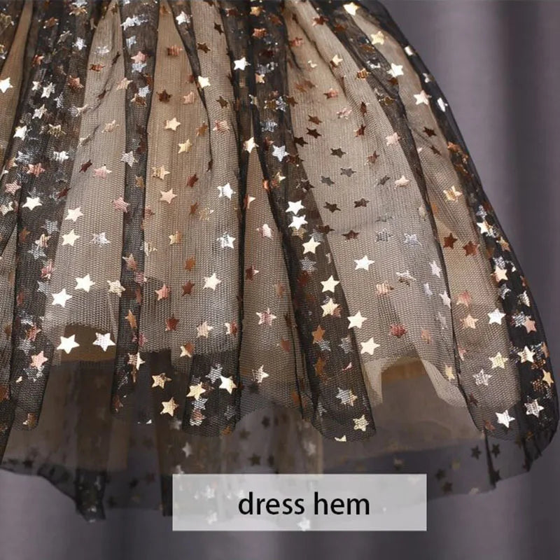 Star Sequin Mesh Patchwork Princess Dress