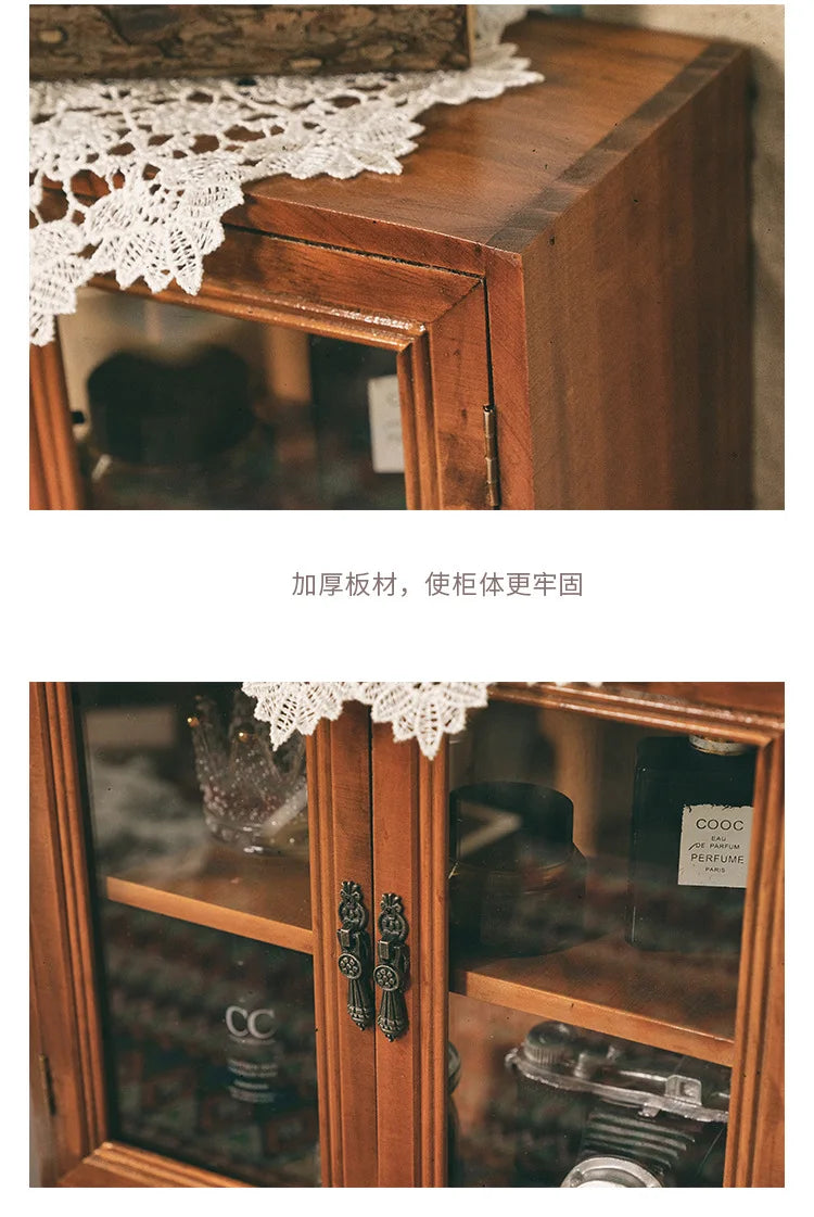 Vintage Wooden Double Door Display Cabinet
