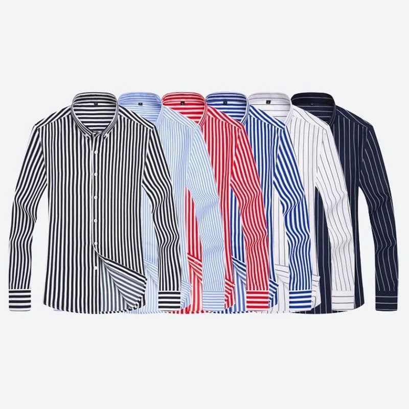Men‘s Long Sleeved Striped Casual Shirt