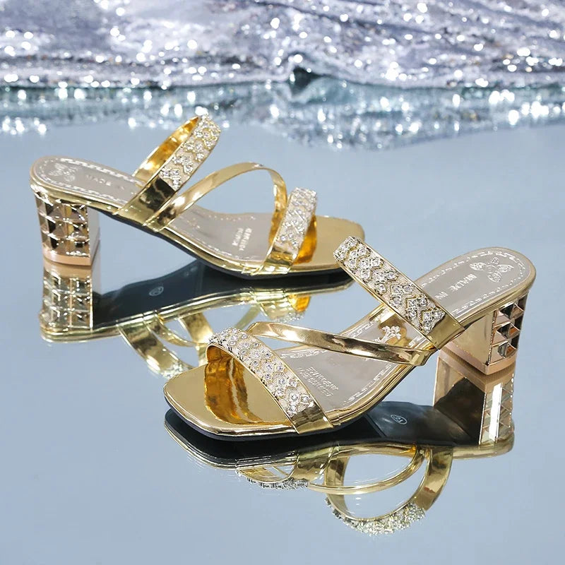 Shiny Gold Silver Women's Sandals