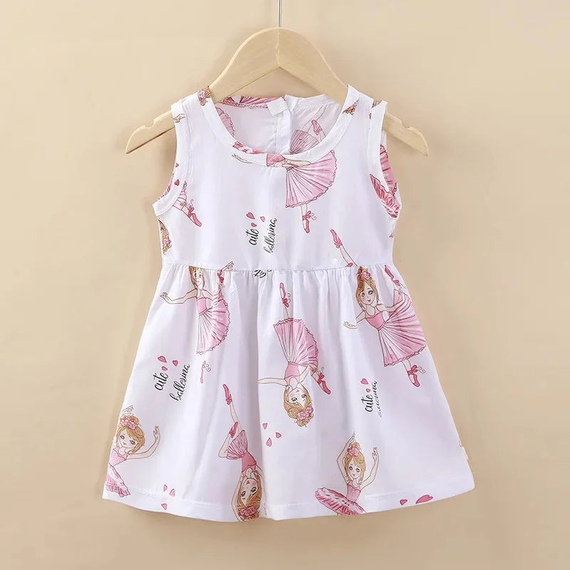 Baby Girls Sleeveless Flower Print Dresses