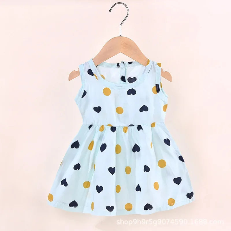 Baby Girls Sleeveless Flower Print Dresses