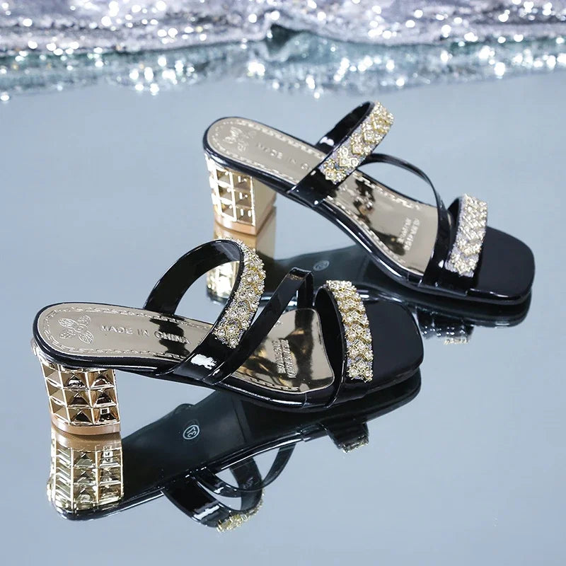 Shiny Gold Silver Women's Sandals