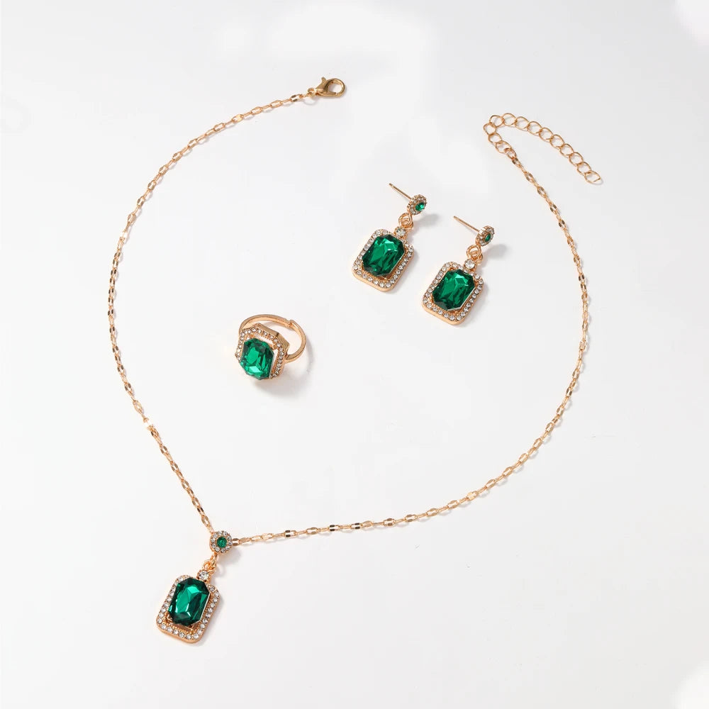 Quadrate Rhinestone Jewelry Set