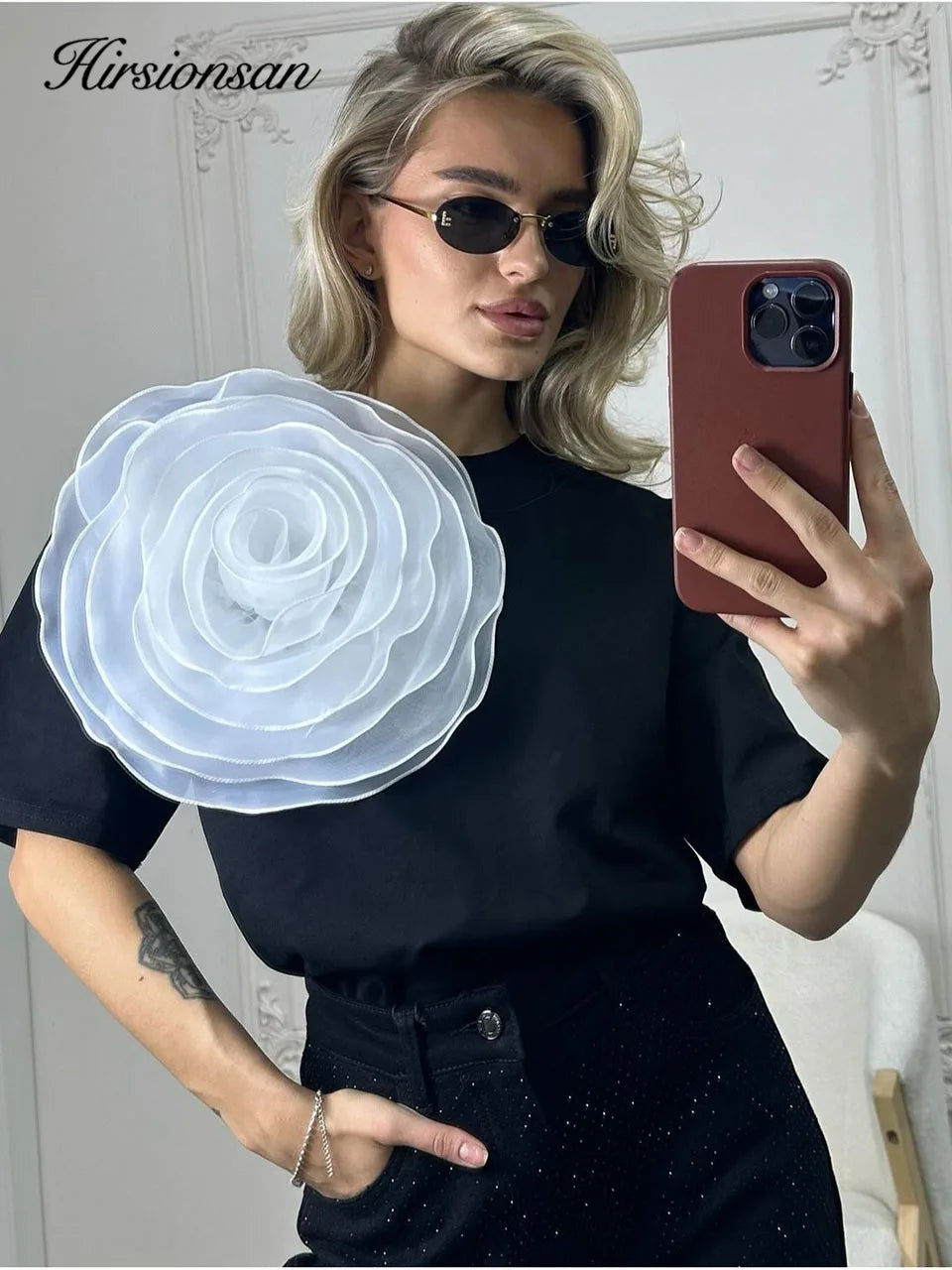 Vintage Female Tops with Flower