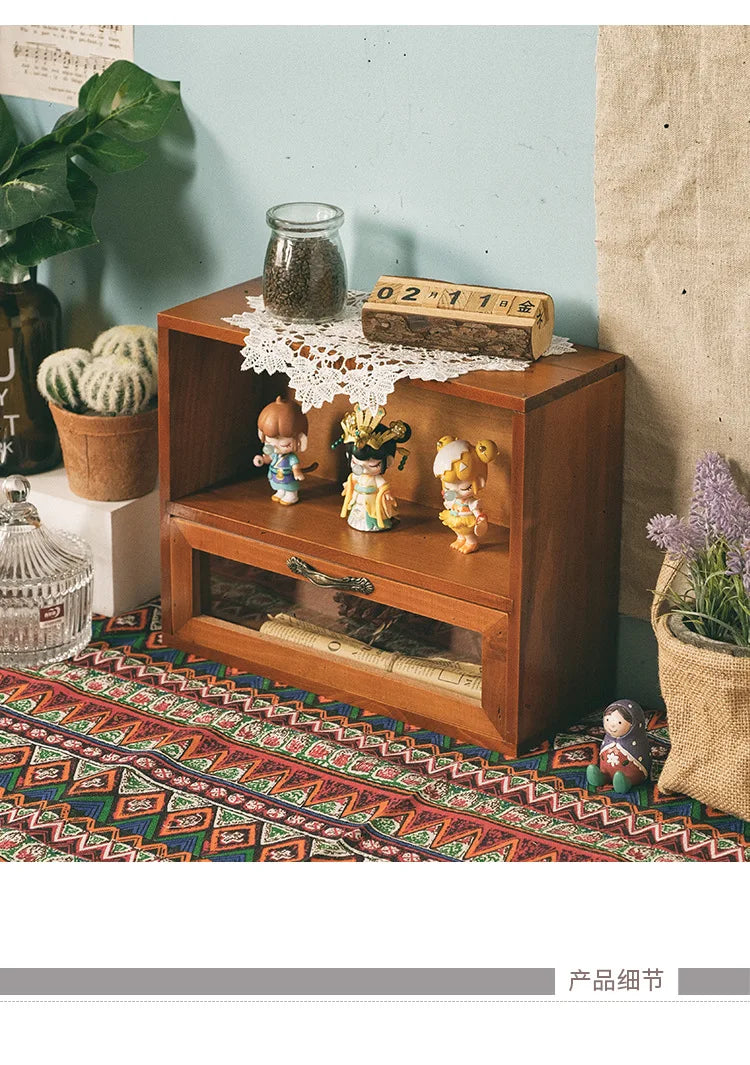 Vintage Wooden Double Door Display Cabinet