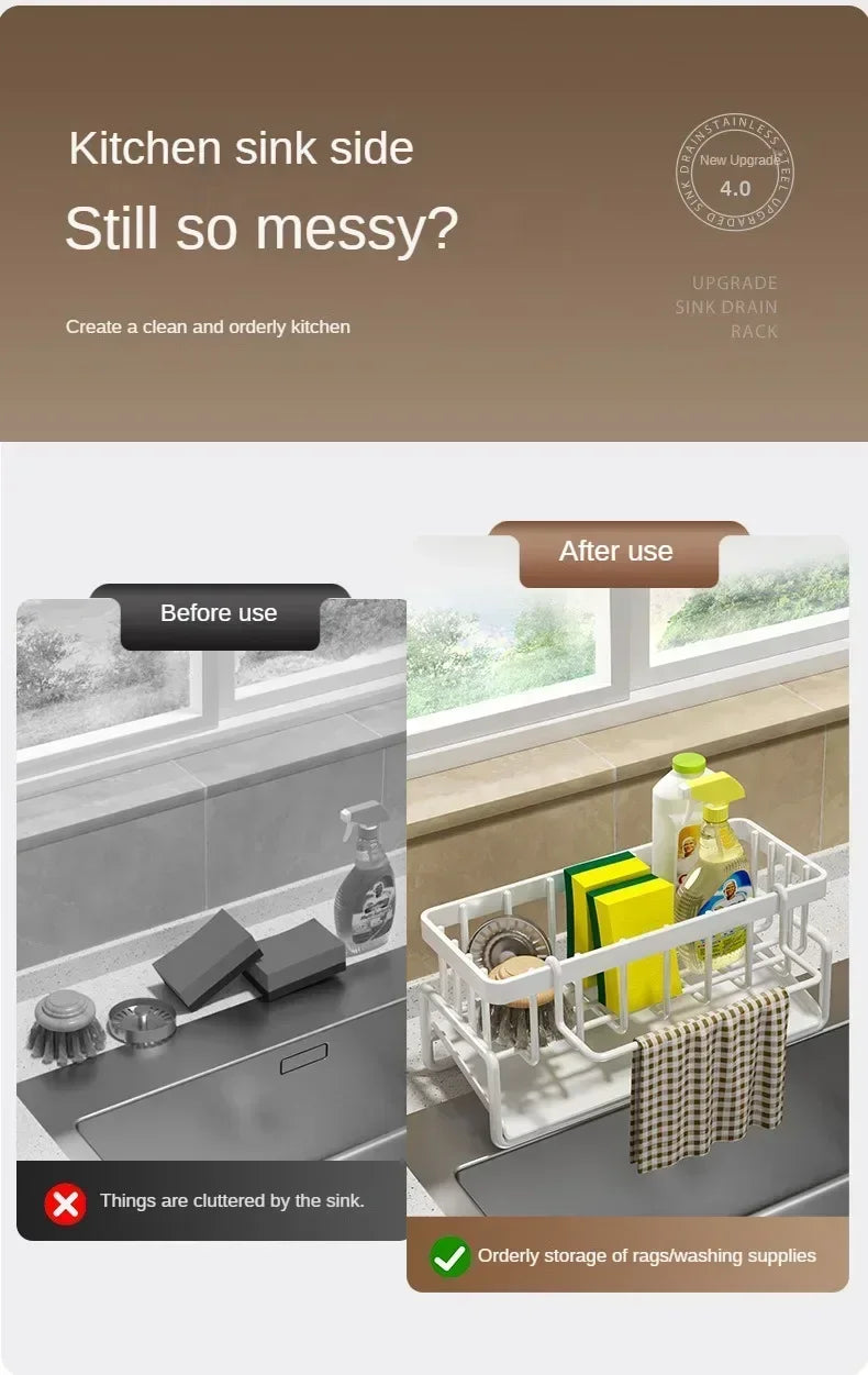 Kitchen Rag Storage Drainage Shelf No-Punch