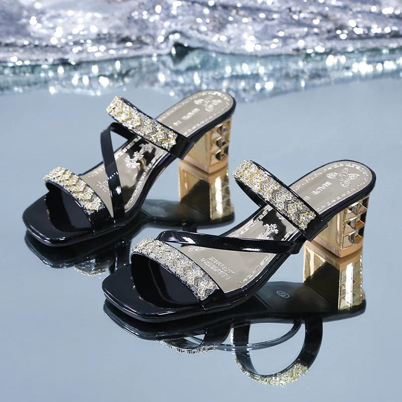 Shiny Gold Silver Women's Sandals