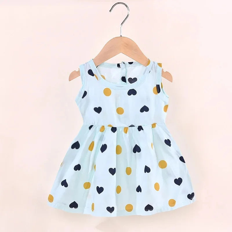 Baby Girls Sleeveless Flower Print Dresses