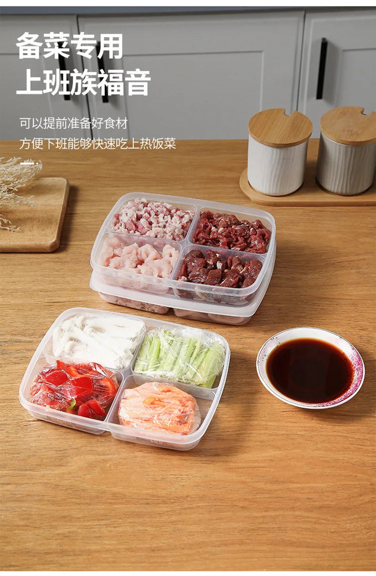 Refrigerator 4 Grids Food Storage Box