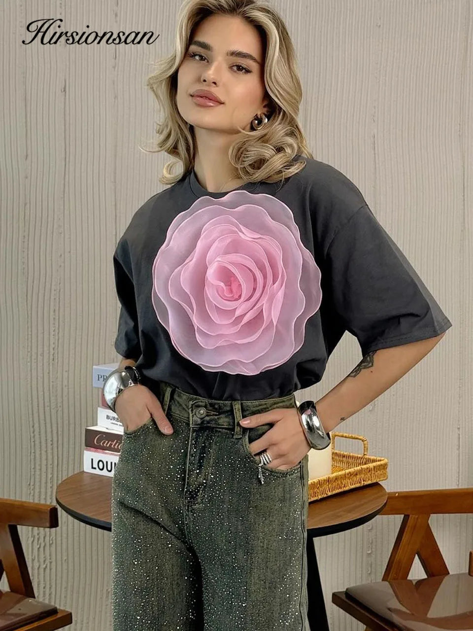 Vintage Female Tops with Flower