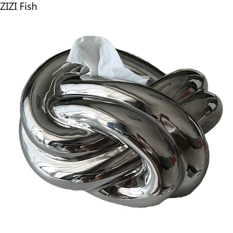 Silver Ceramic Tissue Box