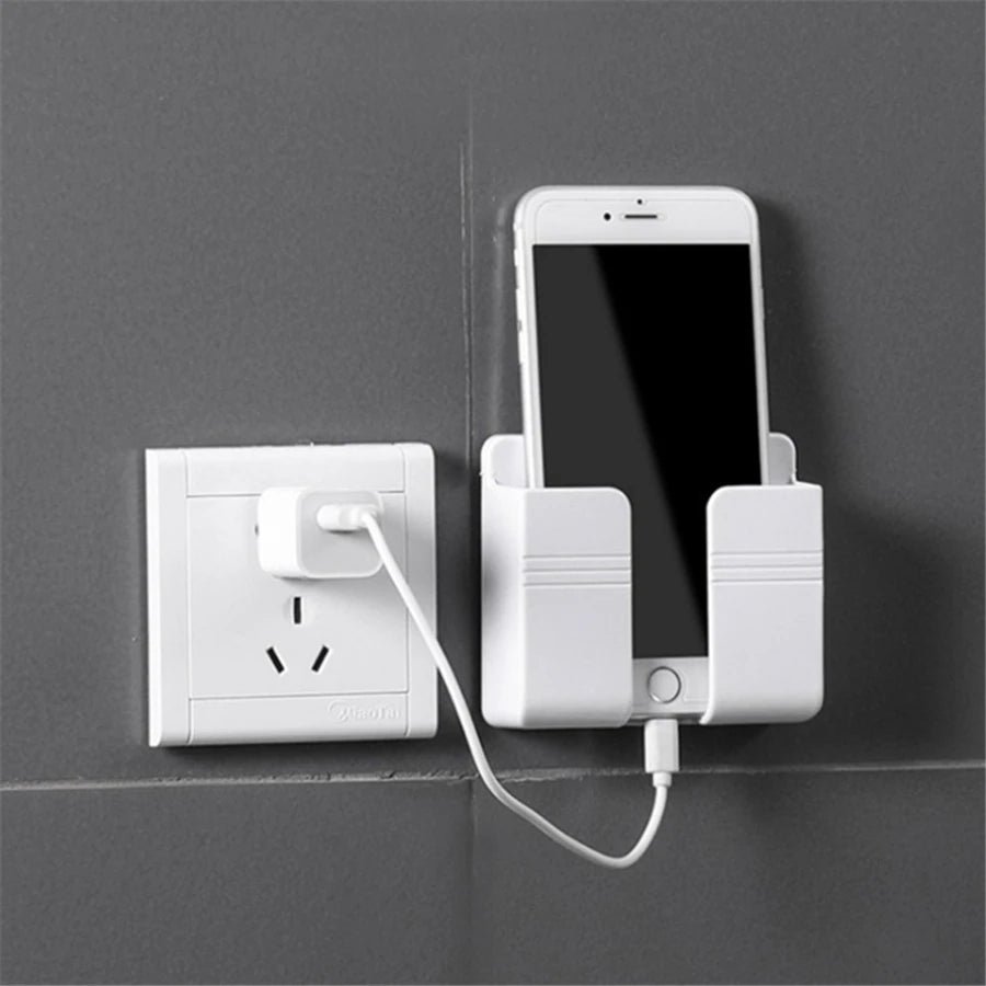 Multifunction Wall Storage – Phone Charging Bracket with Remote Holder