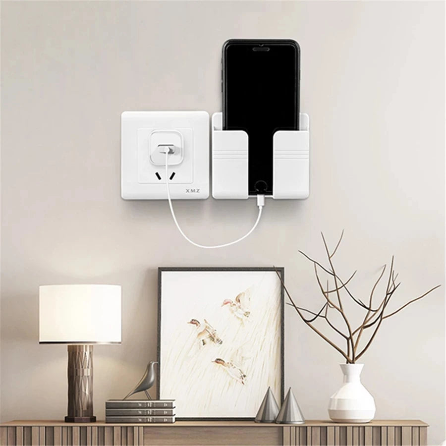 Multifunction Wall Storage – Phone Charging Bracket with Remote Holder
